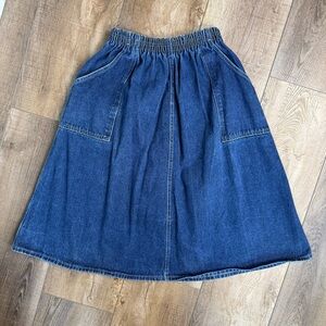 Vintage 90s Tiger Tiger High Waist Denim Midi Skirt Made USA